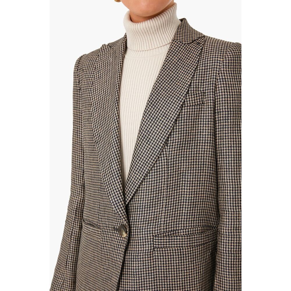 Emerson Fry Tuckernuck Dinner Jacket Blazer Brown Houndstooth Linen Buttton 4 - Picture 7 of 13